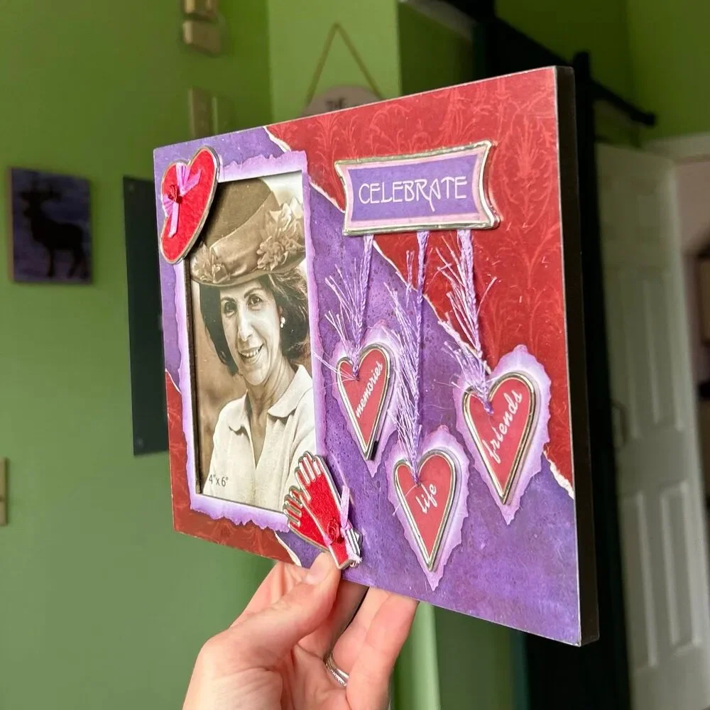 VTG Purple + Crimson Red Unique Retro Fashion Victorian Style Picture Frame